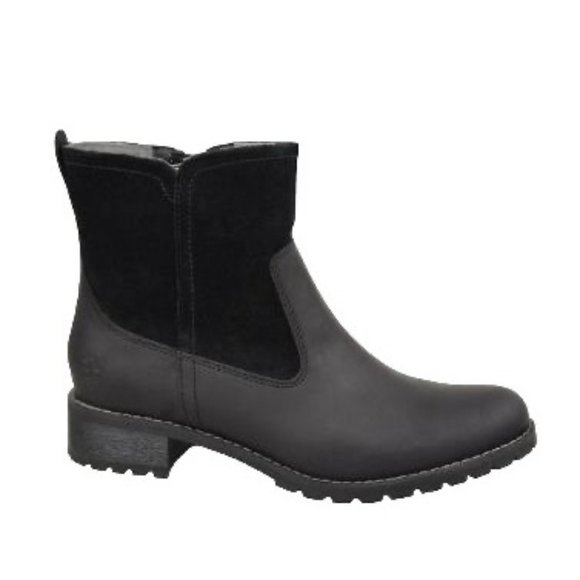 Timberland Bethel Biker Winter Boots Black Suede Zip Size 6.5 37.5 Chunky Lug - Picture 2 of 9